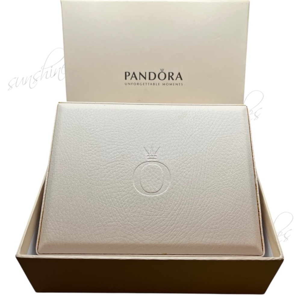 🎁 Retired PANDORA Genuine Leather BLUSH PINK Jewelry Hinged Box Organizer 5”x7”